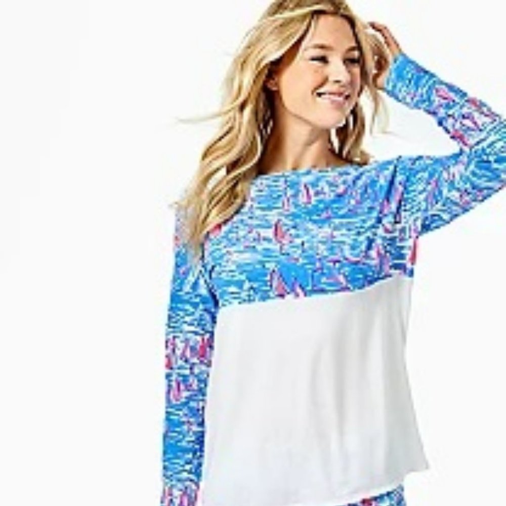 Lily Pulitzer Finn Top Zanzibar Blue Boatylicious FINN TOP womens size SMALL NEW